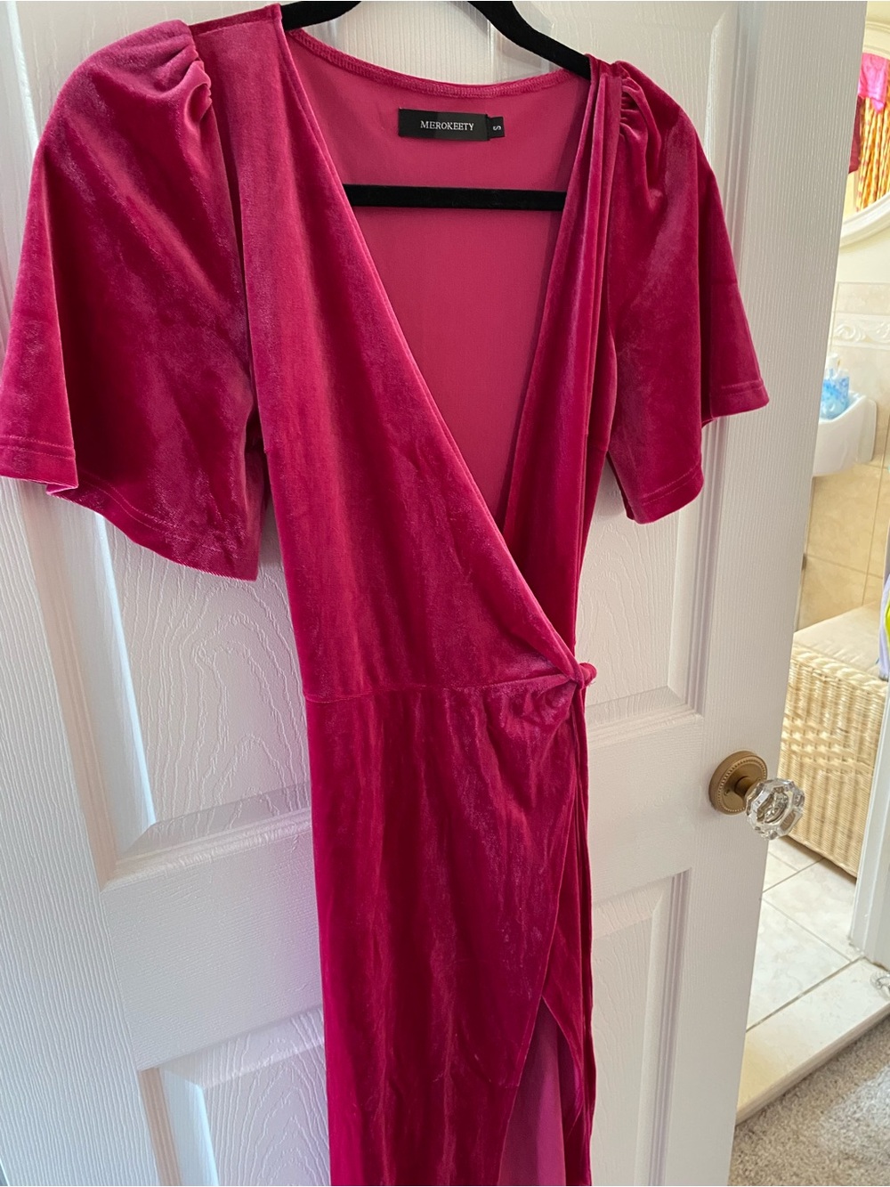 Fuchsia Velvet Wrap Dress